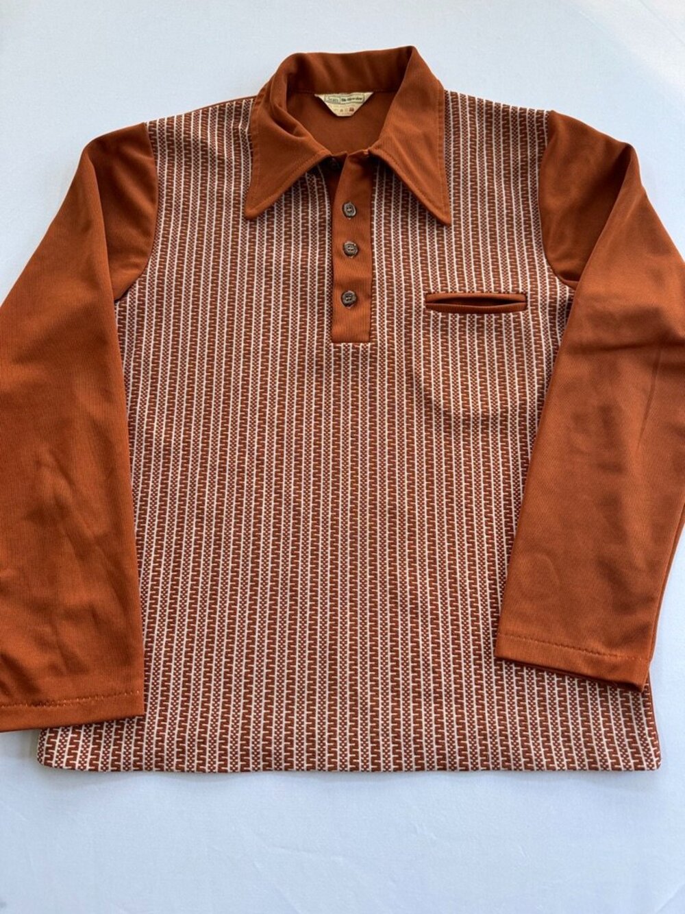 Vintage 70s Sears The Men’s Store 100% Polyester Leisure Shirt, Men’s XL